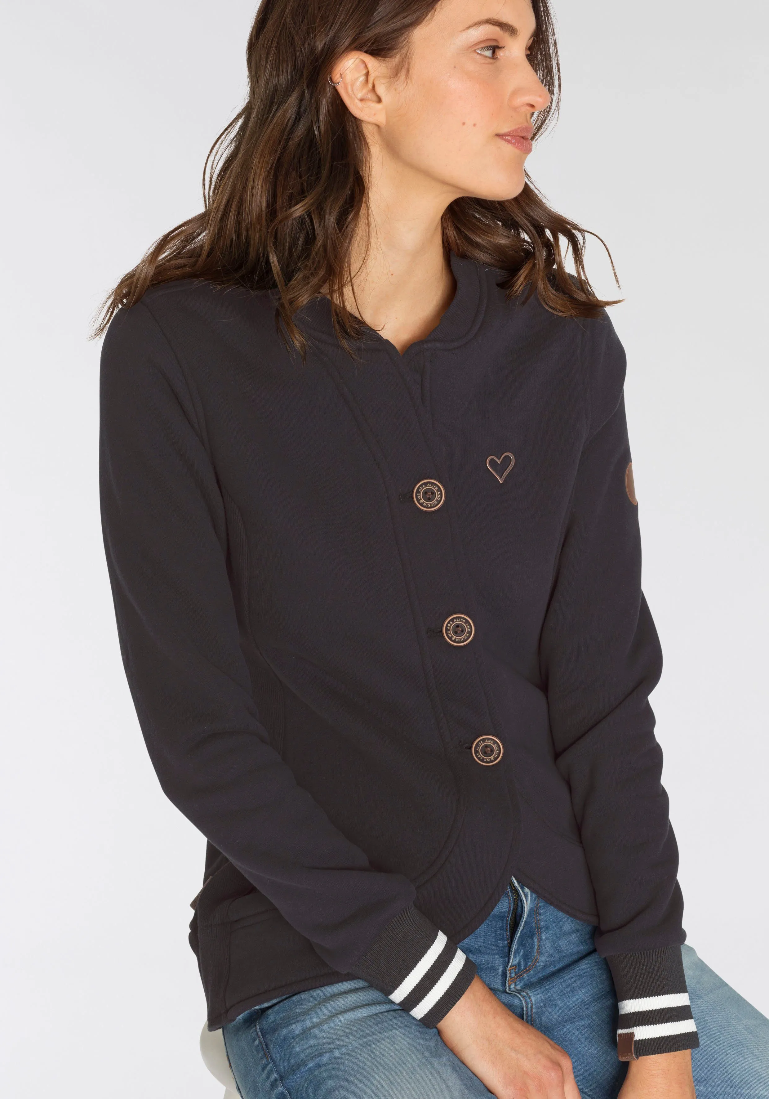 Alife & Kickin Sweatblazer MartaAK maritiem sweatvest met contrastdetails