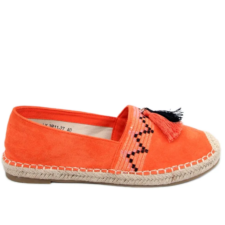 Boho espadrilles met Birna Orange franjes oranje