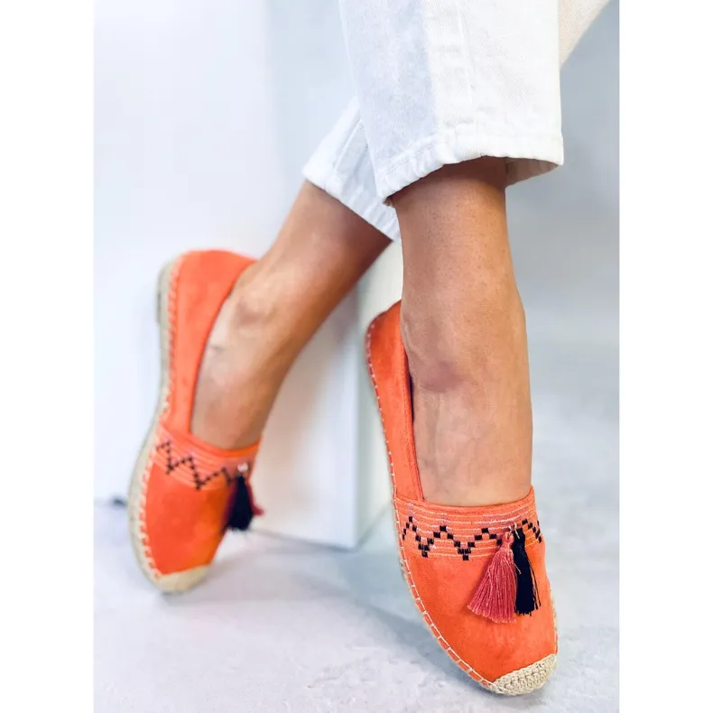 Boho espadrilles met Birna Orange franjes oranje