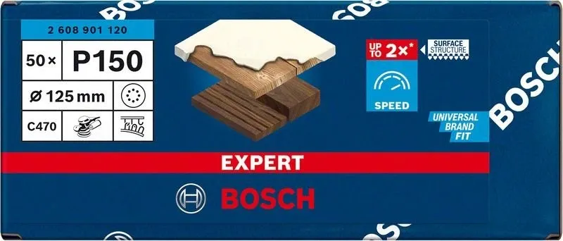 BOSCH EXPERT schuurpapier C470, P150, 125mm, 50 stuks 2608901120