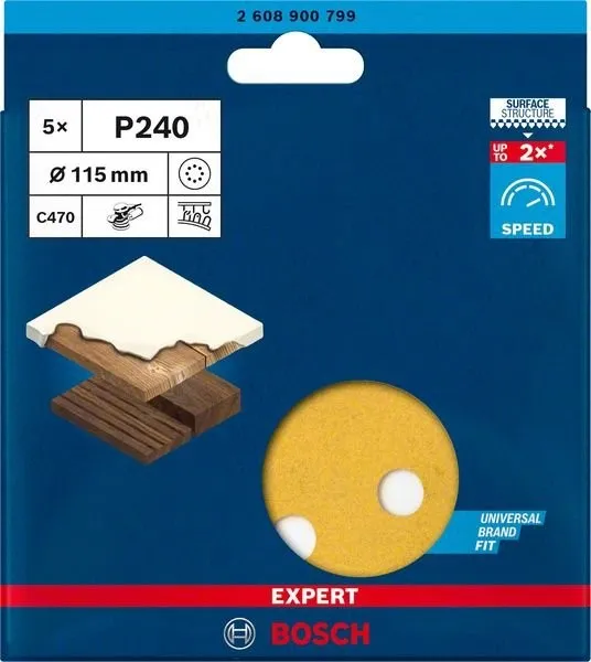 BOSCH EXPERT schuurpapier C470, P240, 115 mm, 5 stuks 2608900799