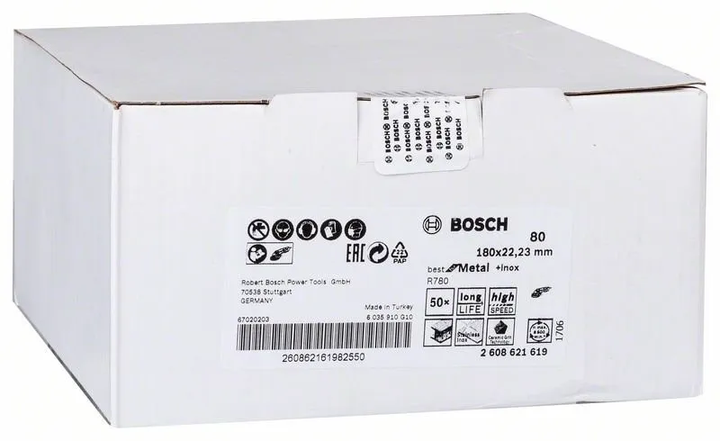 BOSCH Fiberslijpschijf R780, Best for Metal + Inox 115 × 22,23 mm, G36 2608621604