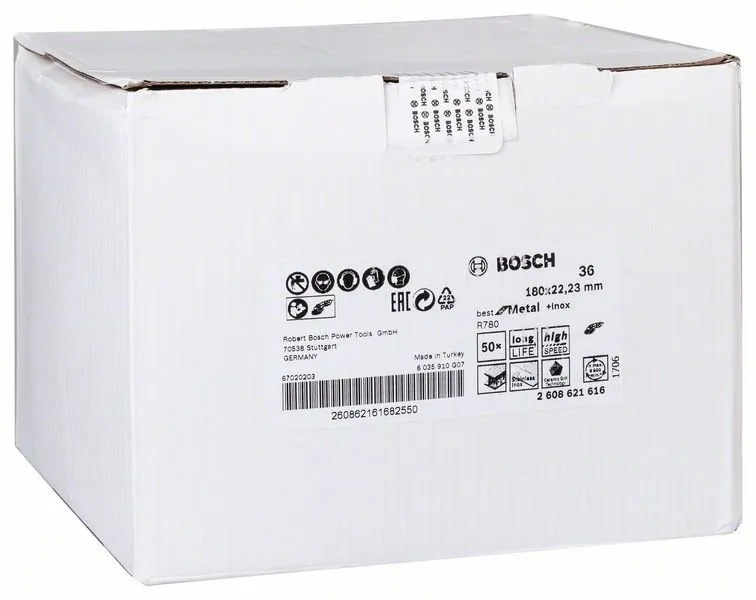 BOSCH Fiberslijpschijf R780, Best for Metal + Inox 115 × 22,23 mm, G36 2608621604