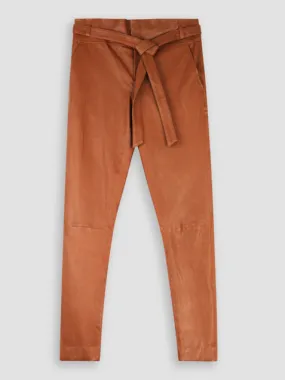 Dna Ann, lederen paperbag stretch broek