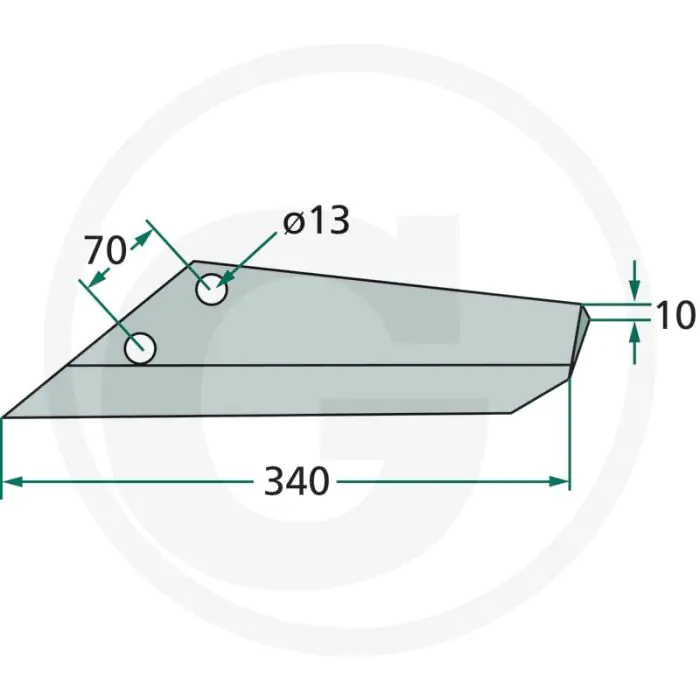 Ganzevoetbeitel links - werkbreedte 340mm