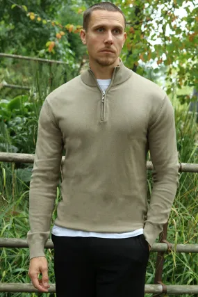   JEFF  FRANKIE HALF ZIP KNIT Dark Beige