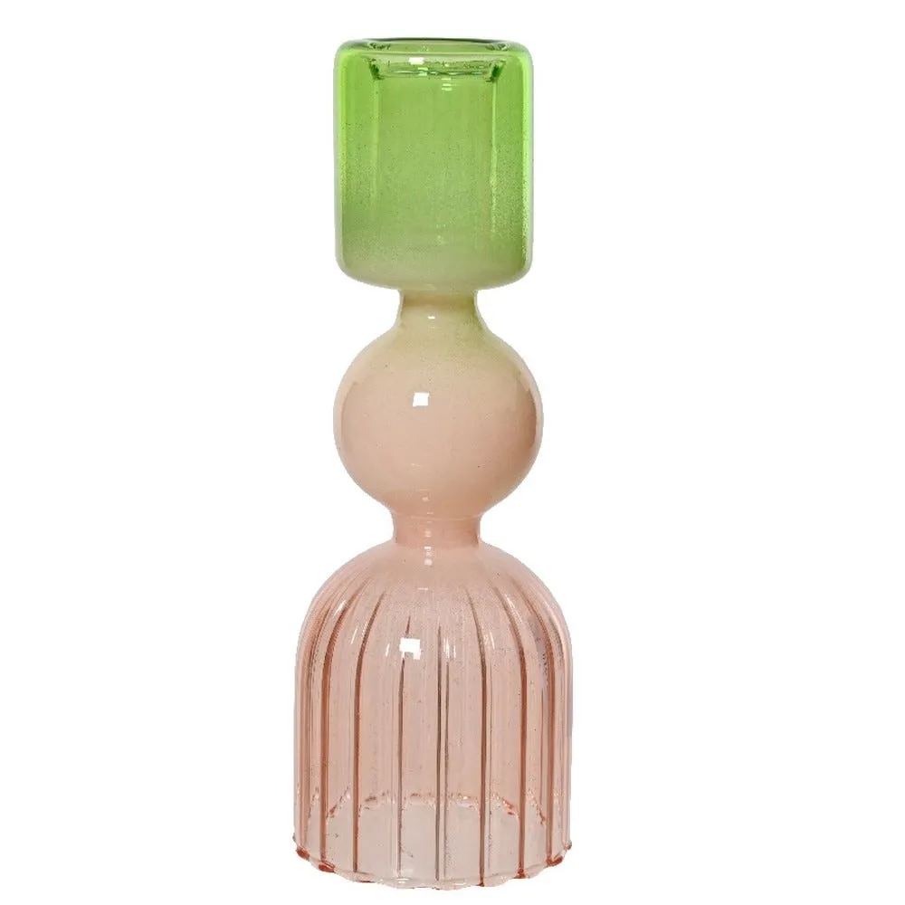 Kandelaar in veelkleurig glas met melkachtig effect Ø6 H16cm