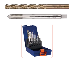 Machinetappen HSS-E 800 ABS Cassette  + Cobalt boren 14 delige M3 - M12  type blind