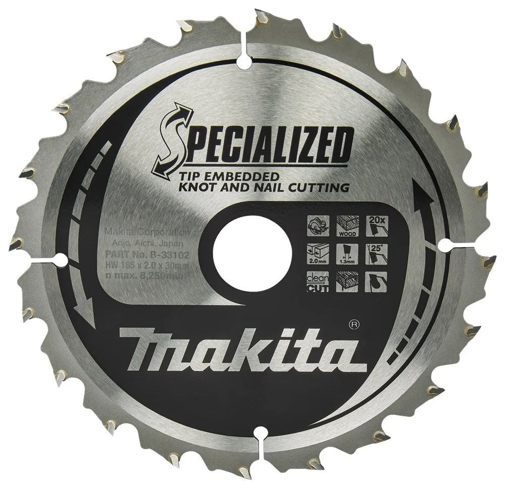 MAKITA ZAAGBLAD HOUT 185X30X2MM 20T 25G  B33102