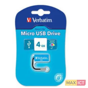 Moxa Verbatim Micro USB Drive 4GB - Caribbean Blue USB flash drive USB Type-A 2.0 Blauw