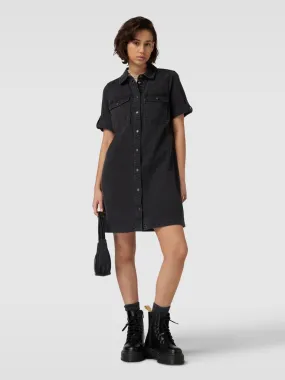 Noisy May Jeansjurk met opgestikte borstzakken met klep, model 'NEW SIGNE' in jeansblauw