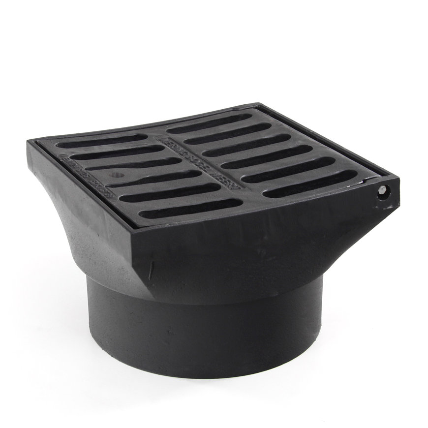 Straatkolk kop, type BS 424 DR / OB 315, hol rooster, gietijzer, B125, 335 x 345 mm