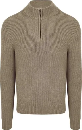 Suitable  Half Zip Trui Wol Blend Taupe